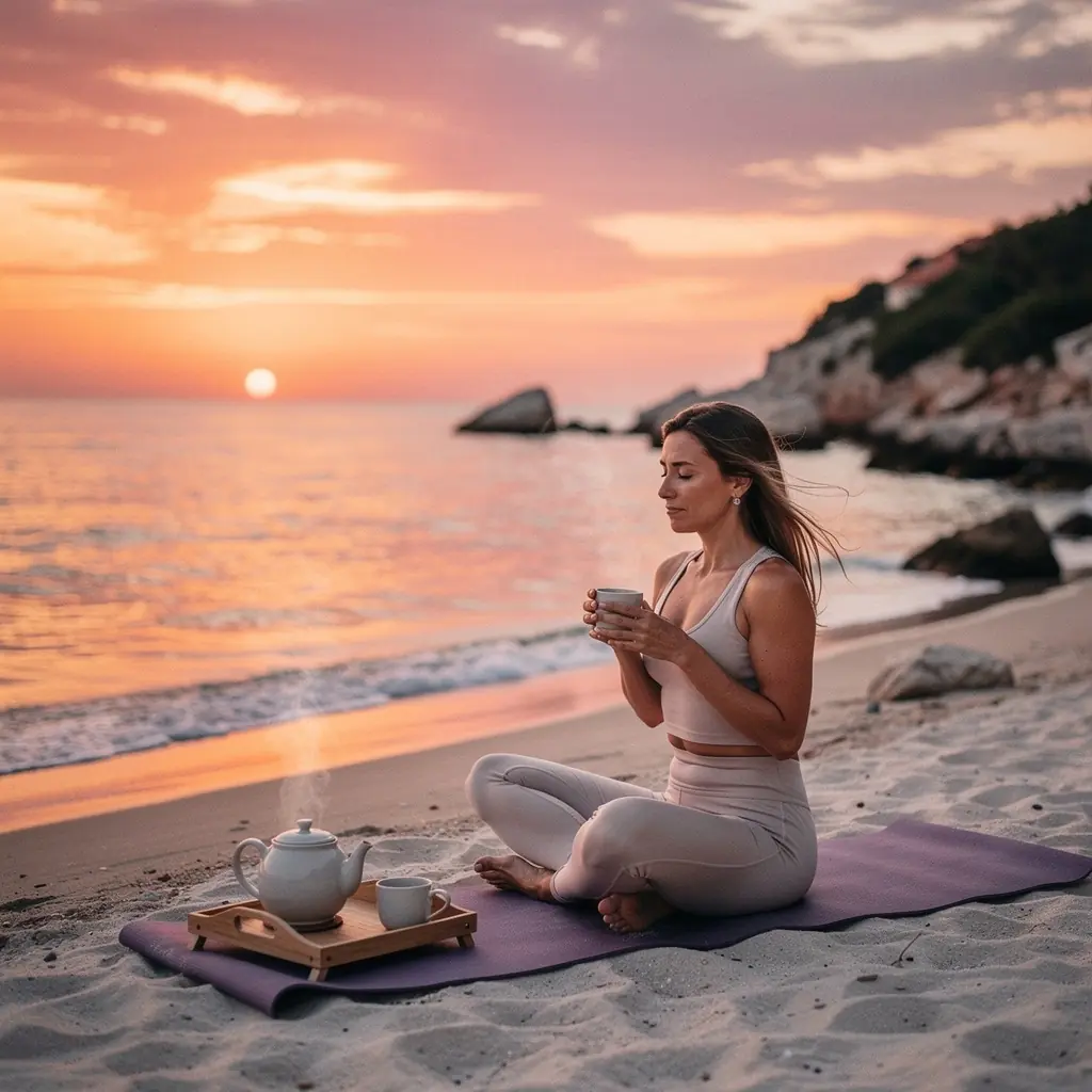 Umirujuća šalica čaja s cvjetovima lavande u opuštajućem ambijentu