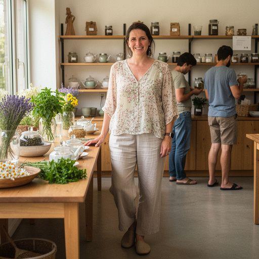Ručni rad - šalice za čaj s tradicionalnim hrvatskim motivima na stolu.